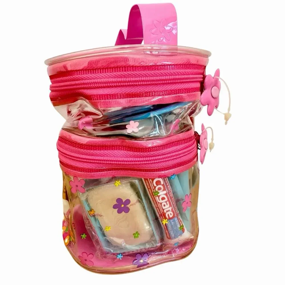 VTG 1998 Barbie Clear Double Decker Cosmetic Bag Case Sealed Deadstock New 90s